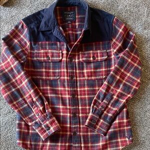 American Eagle Outfitters Red and Blue Plaid Flannel Shirt